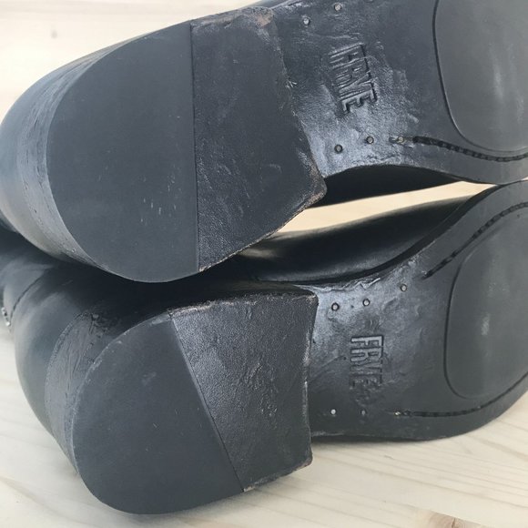 Frye Womens RARE HTF!! Tall Pull On Black Leather Boots Harness Size 6 B - Picture 9 of 15